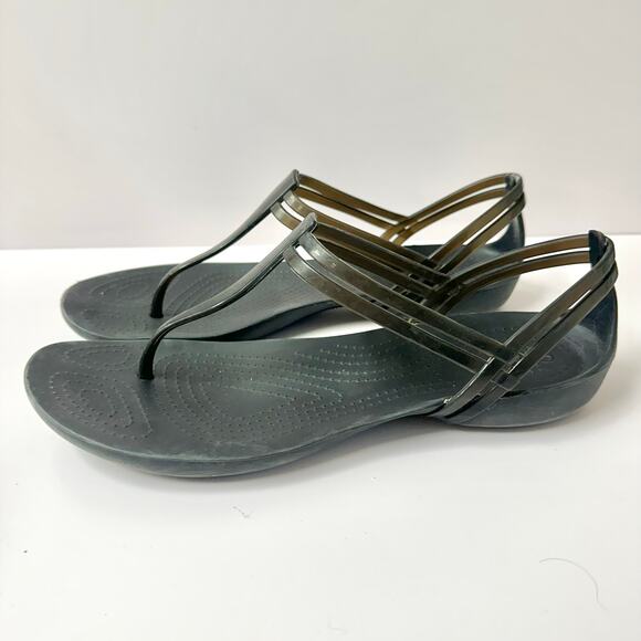 Crocs Isabella t-strap jelly comfort sandal in black women's size 10 - Picture 2 of 13